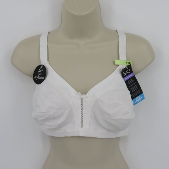 Bali 40B Bra Wireless Classic Support Cool Comfort Fabric Solid White NEW - Picture 12 of 12